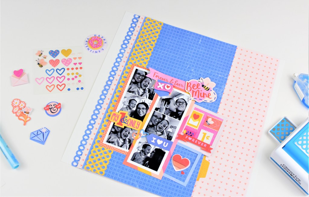 Bee Mine Valentine Scrapbook Layout