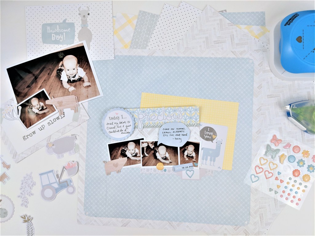 Hand Stitching Baby Scrapbook Layouts