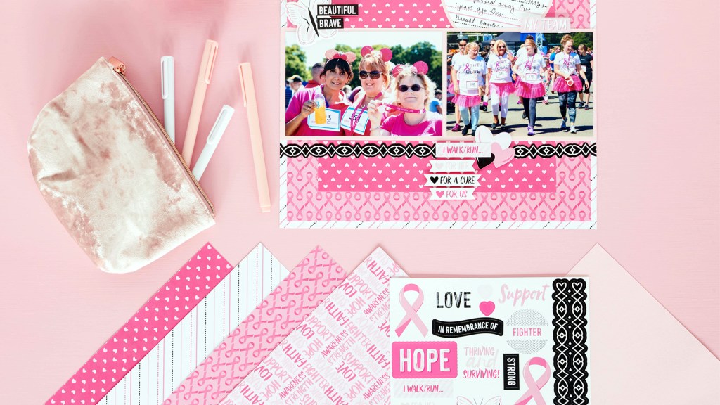 Portray Pink Power: Breast Cancer Scrapbook Layout
