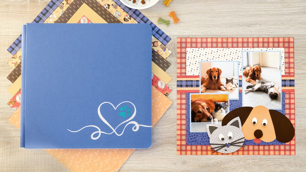 Love at Fur-st Sight: Cat and Dog Scrapbook Layout