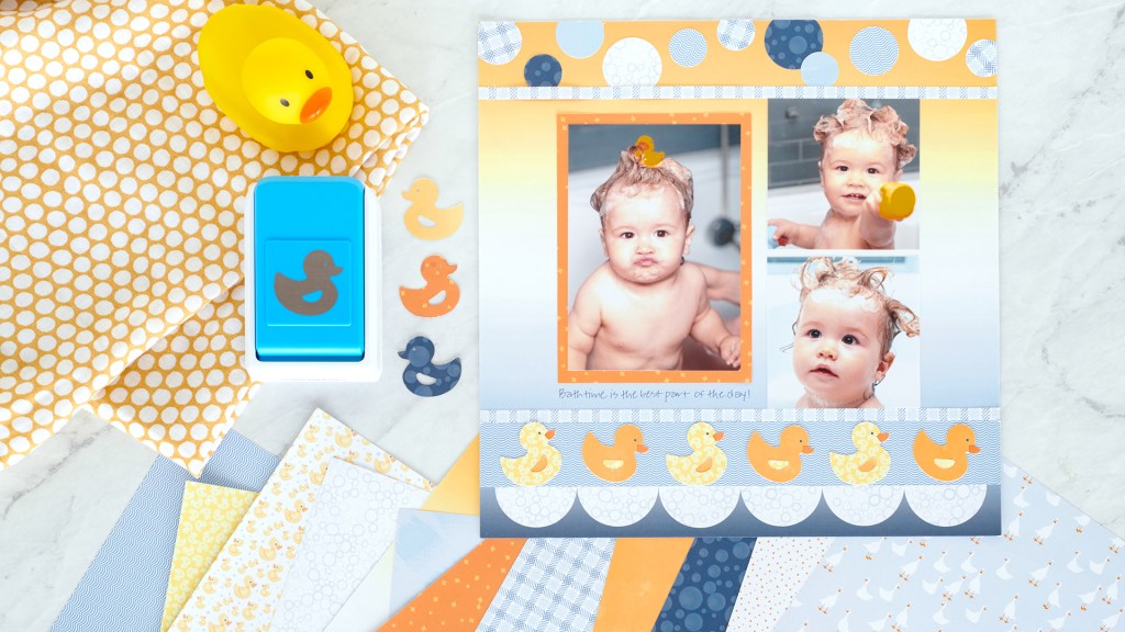 This Bath Scrapbook Layout (Featuring Duck Papers!) Is A Splish-Splash Success