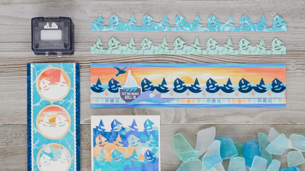 Roll In Relaxation With These Water Themed Scrapbook Borders And DIY Card