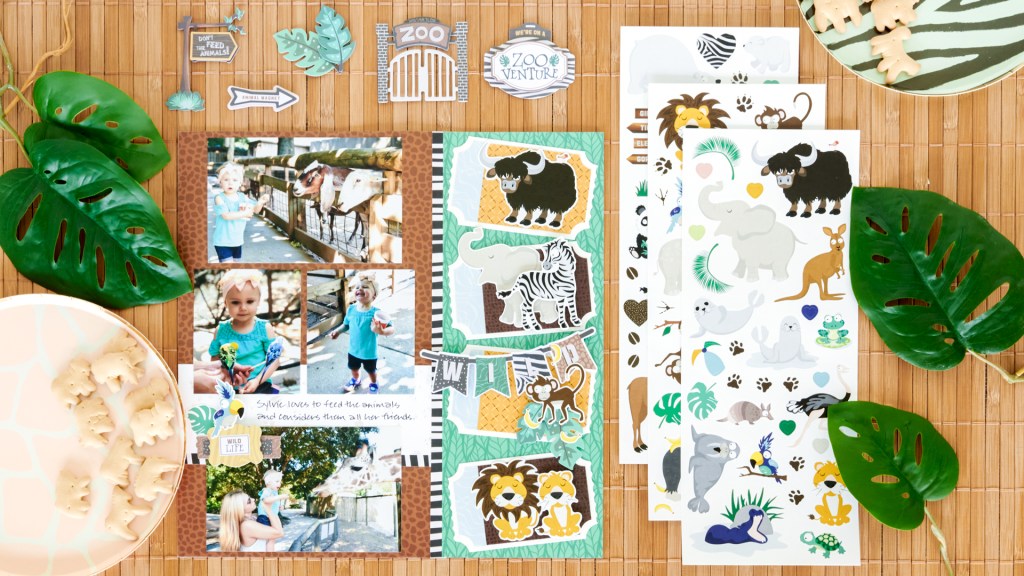 Your Admission To Animal Awesomeness: Two-Page Zoo Themed Scrapbook Spread