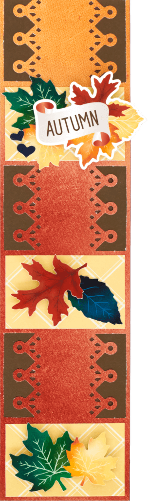 Autumn-themed scrapbook border idea with leaf embellishments.