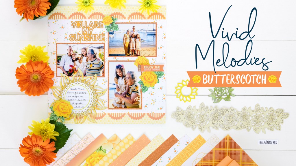 Feel The Sunny Warmth: Yellow Scrapbook Layout With Scrapbook Flower Embellishments