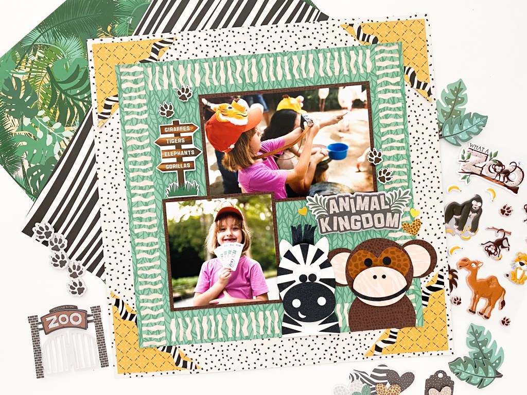 Framing A Chimp-ioin Project: Zoo Themed Scrapbook Layout