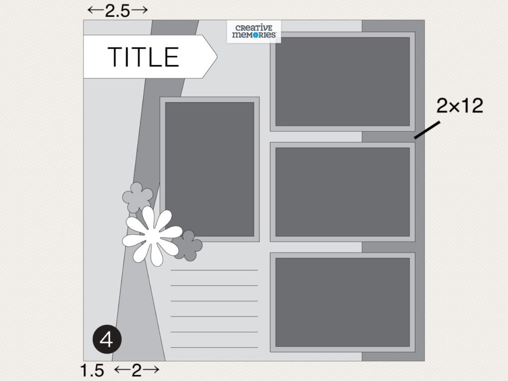 Gray tonal one-page sketch with guideline measurements.