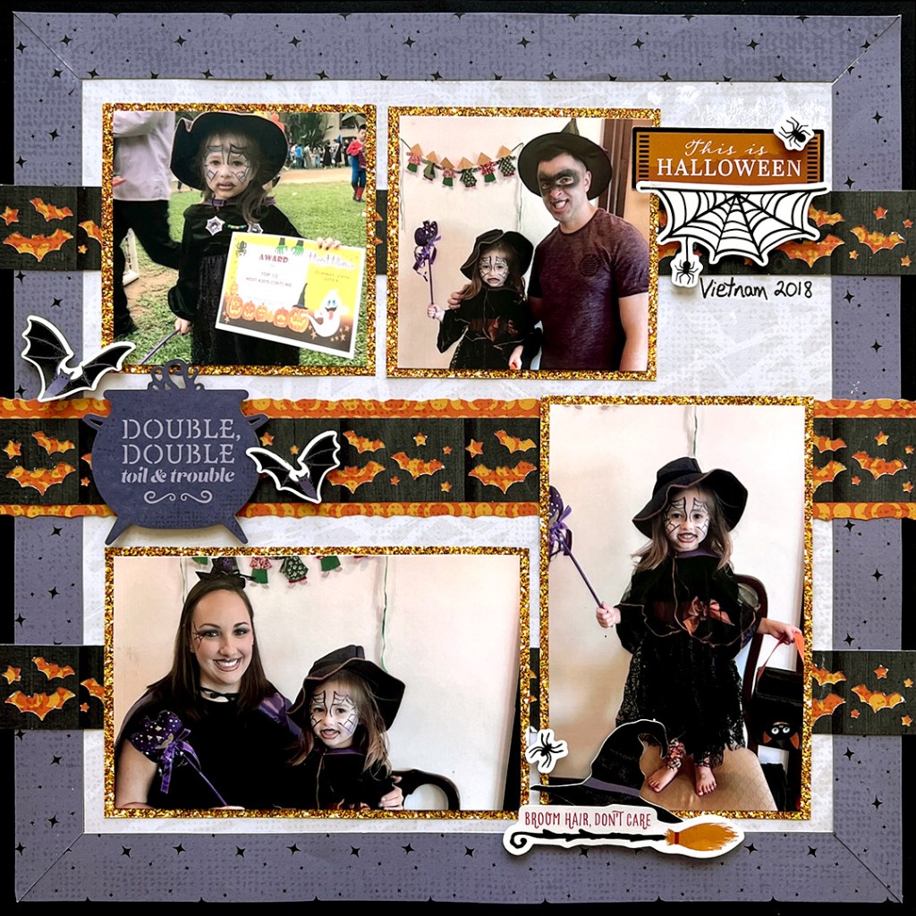 Halloween-themed layout example with four photos.