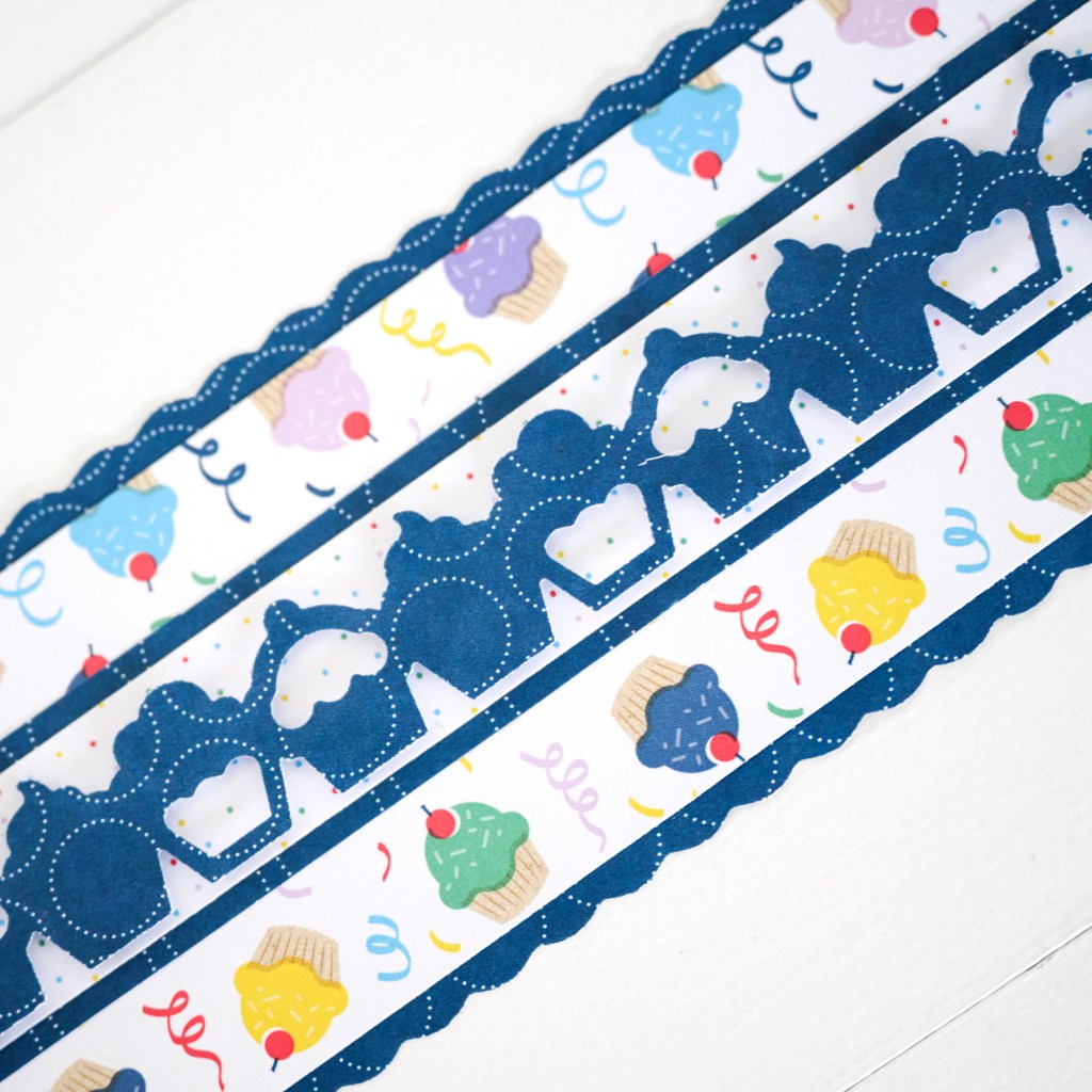 Closeup image of a birthday themed scrapbook border.