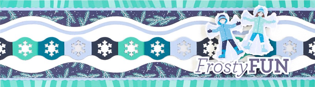 Snowflake themed horizontal scrapbooking border.