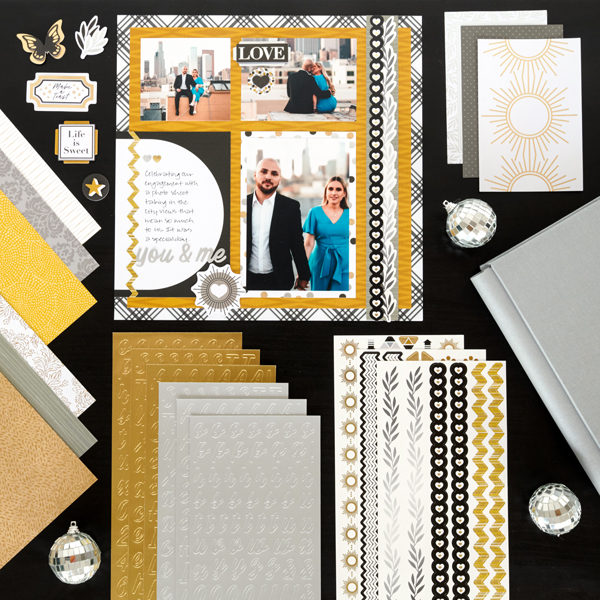 Elevate With Elegance With This Silver And Gold Scrapbook Layout