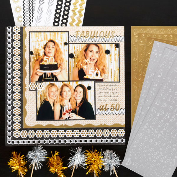 Take On The #2022DecemberBONUS Challenge: Silver & Gold Scrapbook Layout