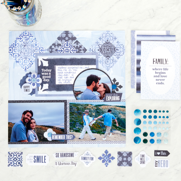Cement Your Memories With This Tranquil Blue Scrapbook Layout