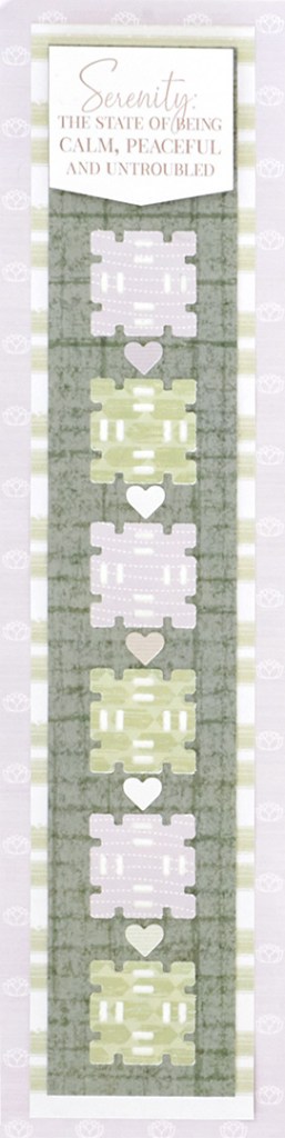 Tranquil scrapbook border with heart stickers and decorative punched-out squares.