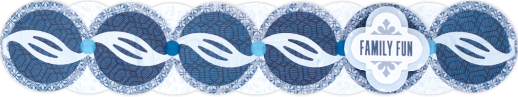 Blue-themed circle scrapbook border.
