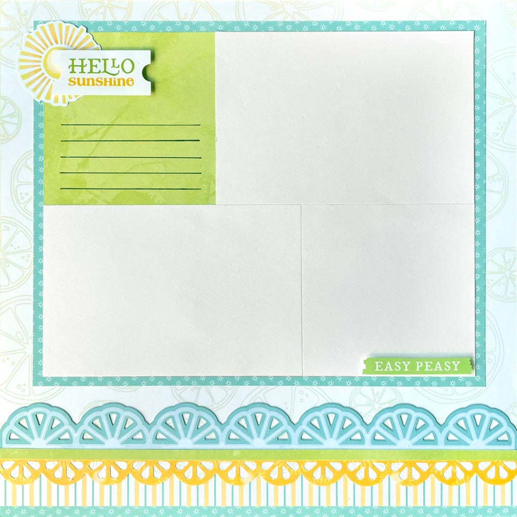 National Scrapbook Day themed scrapbooking layout with a decorative border and placeholders for photos and journaling.