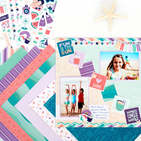Happiness Comes In Waves: Summer Scrapbook Layout