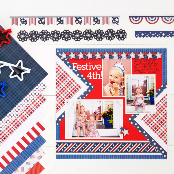 Show A Patriotic Palette With This USA Themed Scrapbook Layout