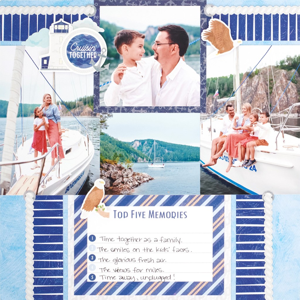 Nautical scrapbook layout.