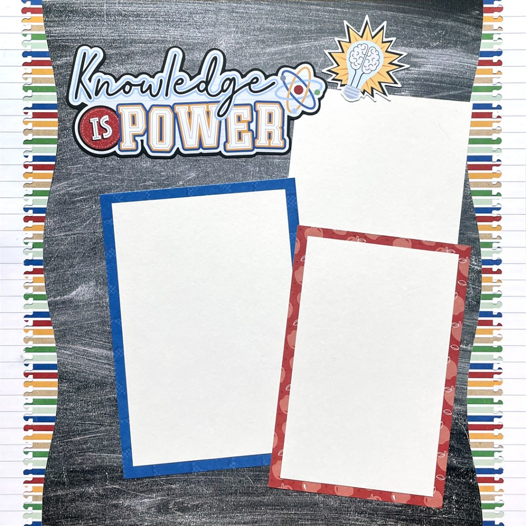 School-themed one-page scrapbook layout.