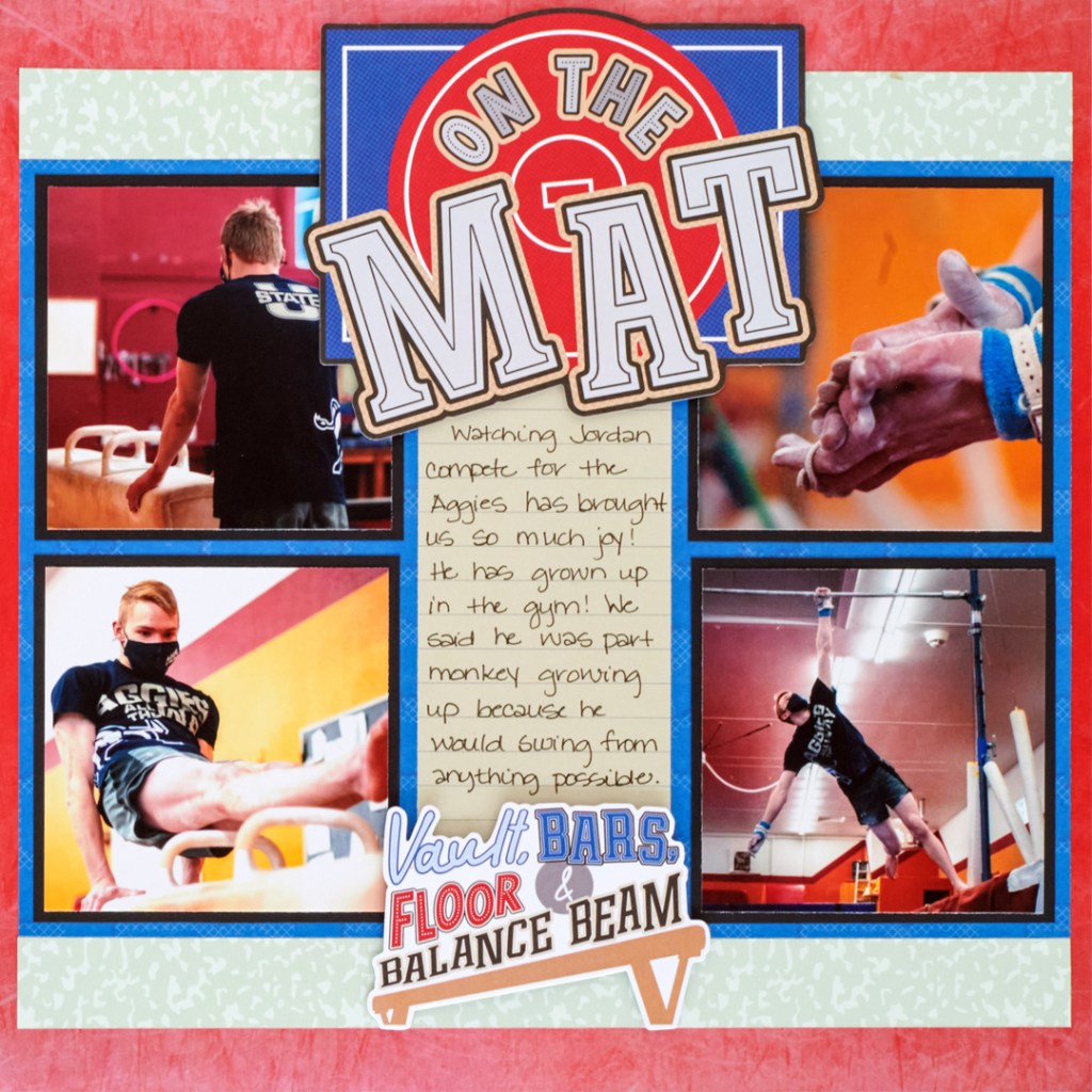 Gymnastics scrapbook layout.
