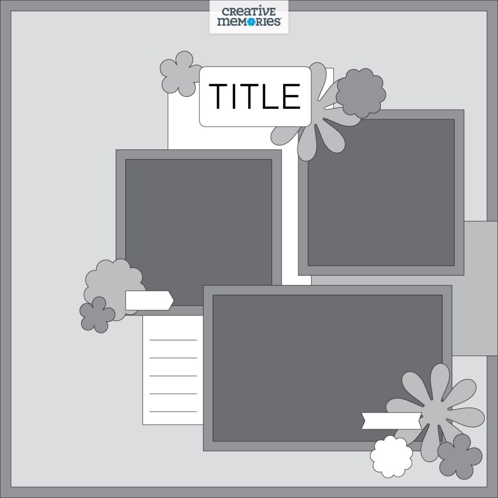 One-page gray tonal scrapbooking sketch.