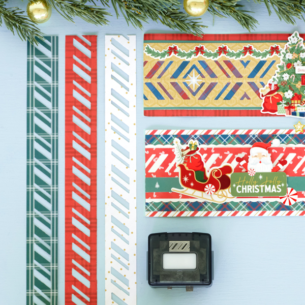 Mint Condition Christmas Scrapbook Borders With Candy Cane Stripes