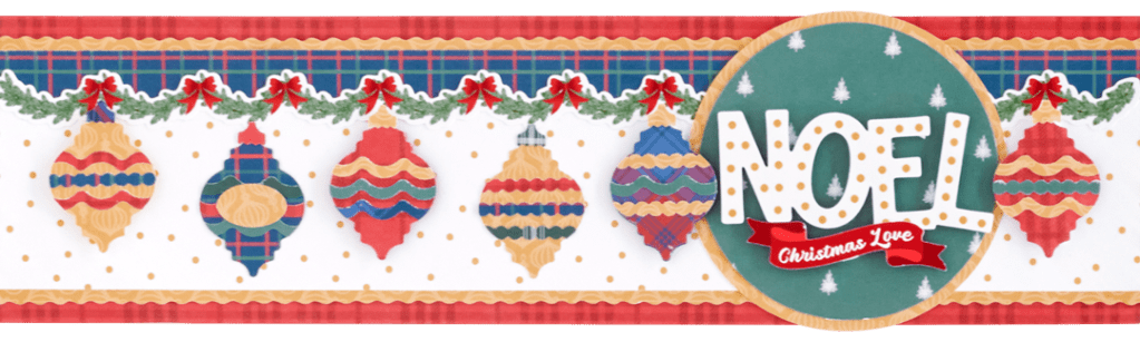 Christmas scrapbooking border featuring the Festive Ornament Build-A-Punch.