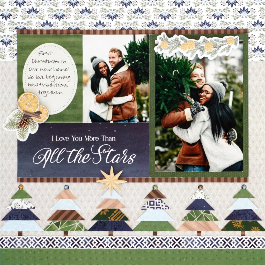 Winter themed scrapbook layout.