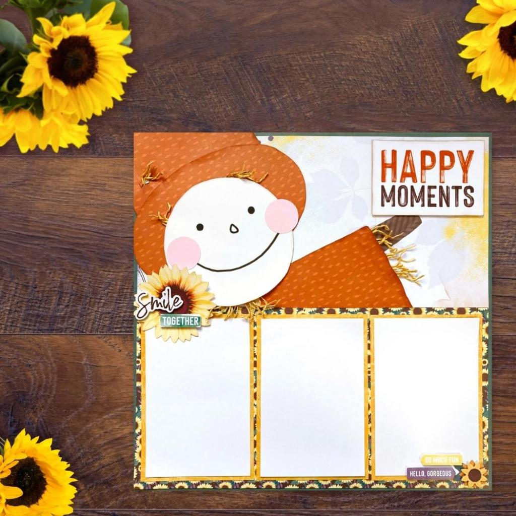 Say “Hay There” To This Fall Scrapbook Layout With A Scarecrow Design