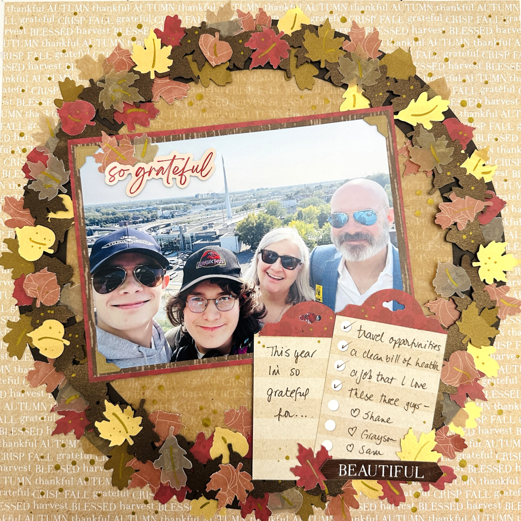 Thanksgiving themed scrapbook layout.