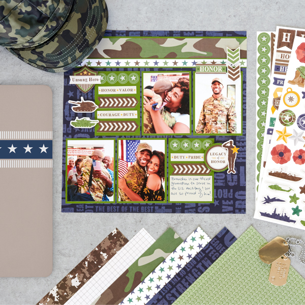 A Layout Of Legacy And Honor: Military Scrapbook Layout