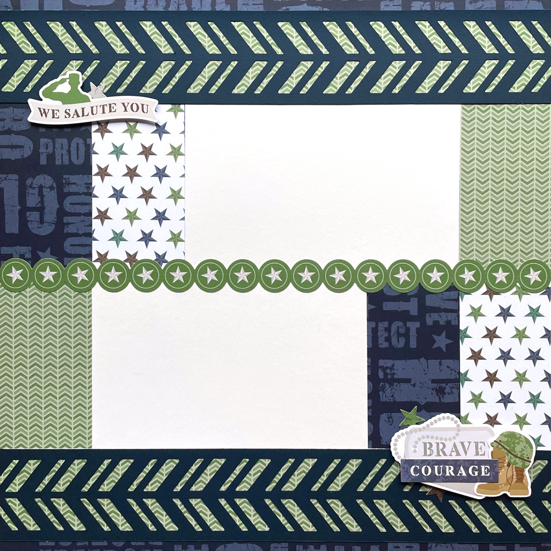 Military themed scrapbooking layout.