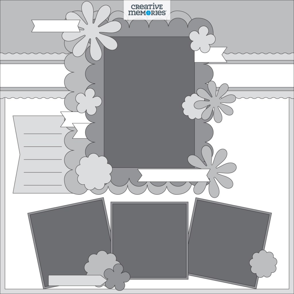 One-page gray tonal scrapbooking sketch.