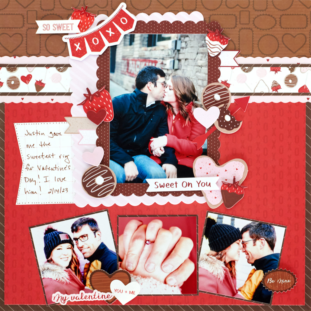 Valentine's Day scrapbook layout.