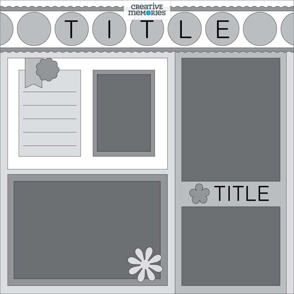 One-page gray tonal scrapbooking sketch.