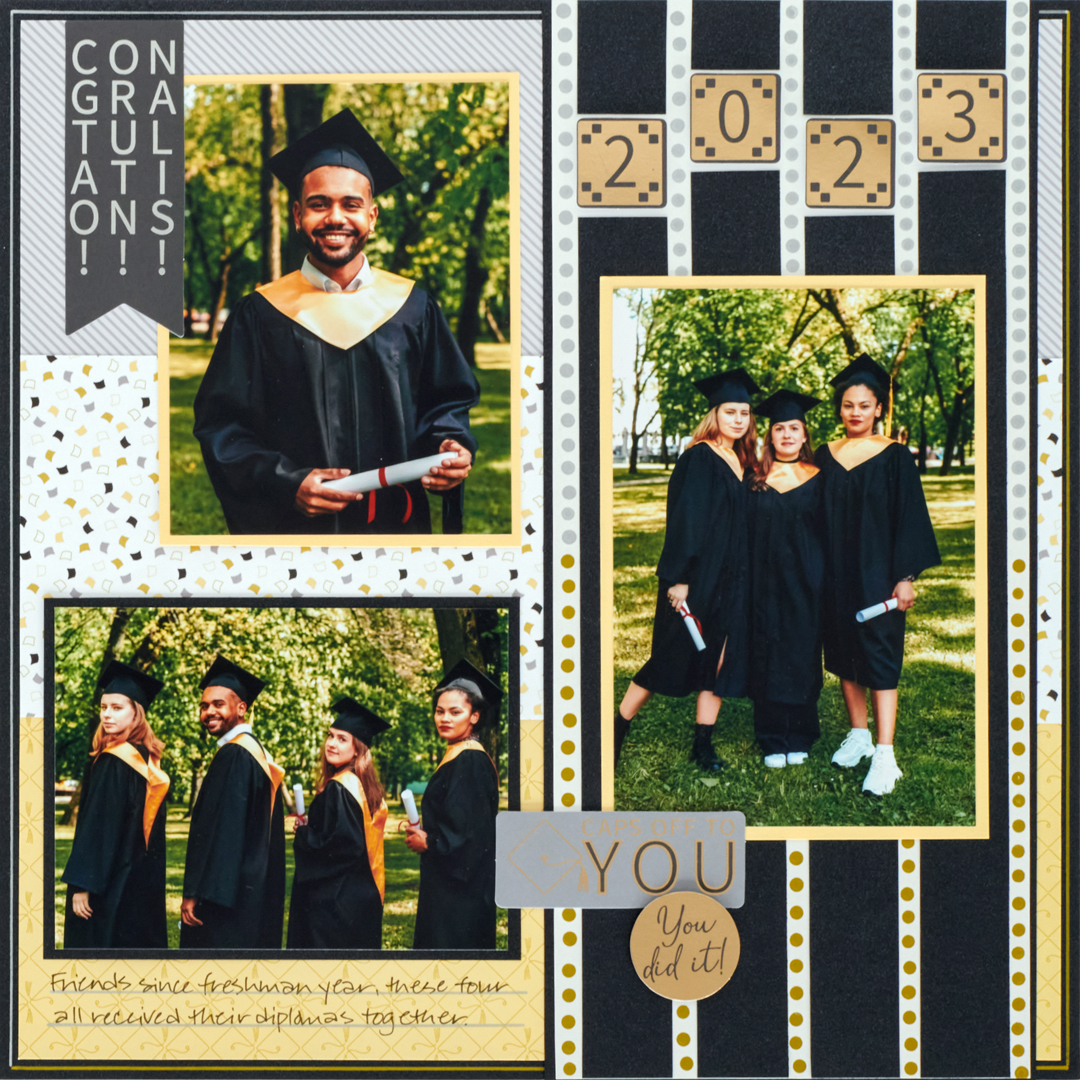 Graduation scrapbook layout.