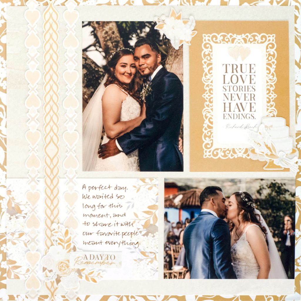 Wedding scrapbook layout.