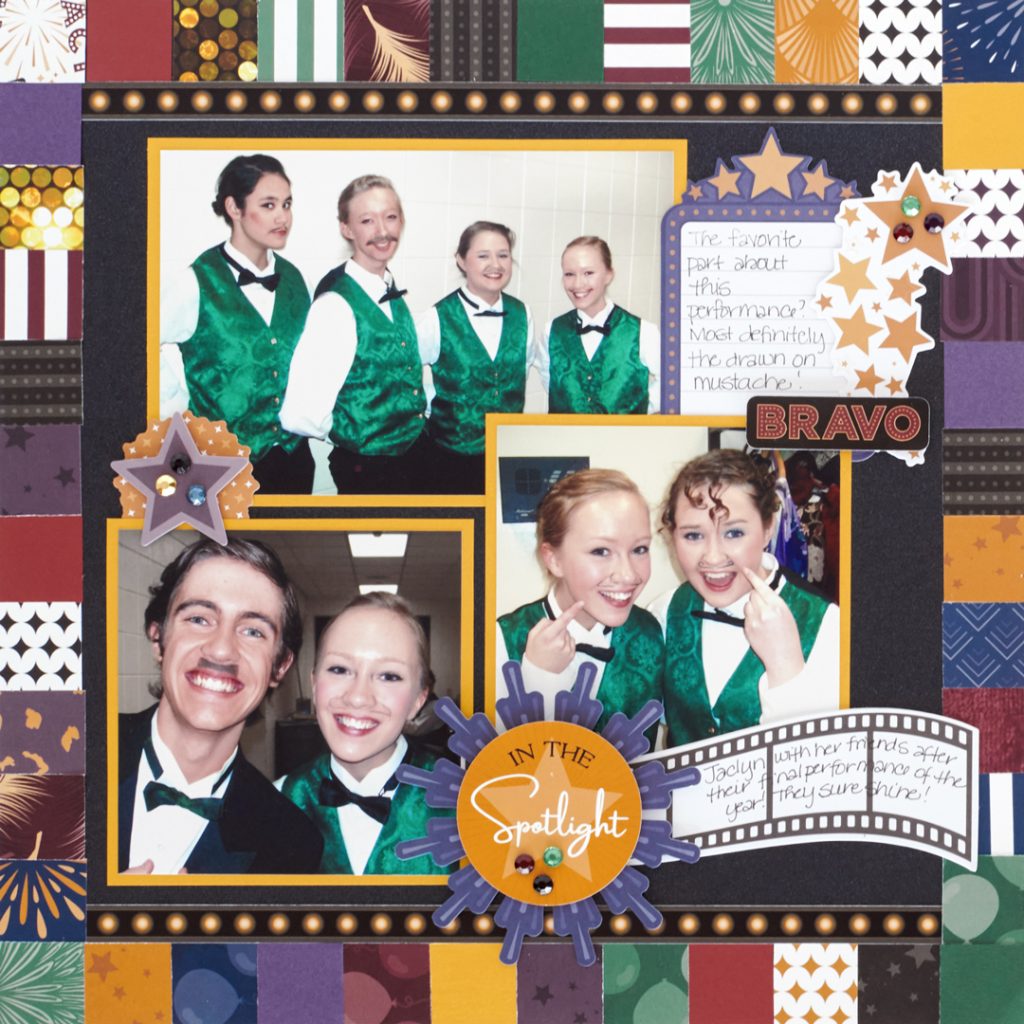 Theatre-themed scrapbook layout.
