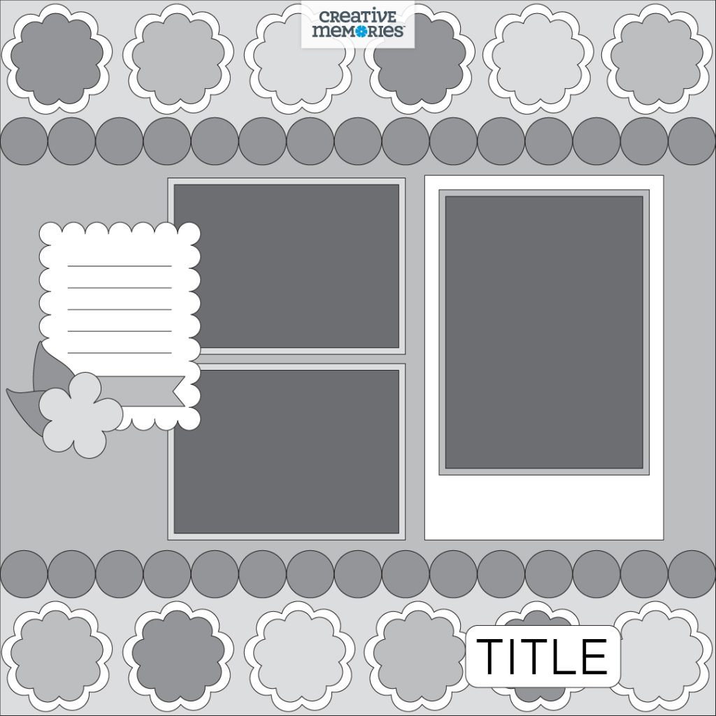 One-page gray tonal scrapbook sketch.