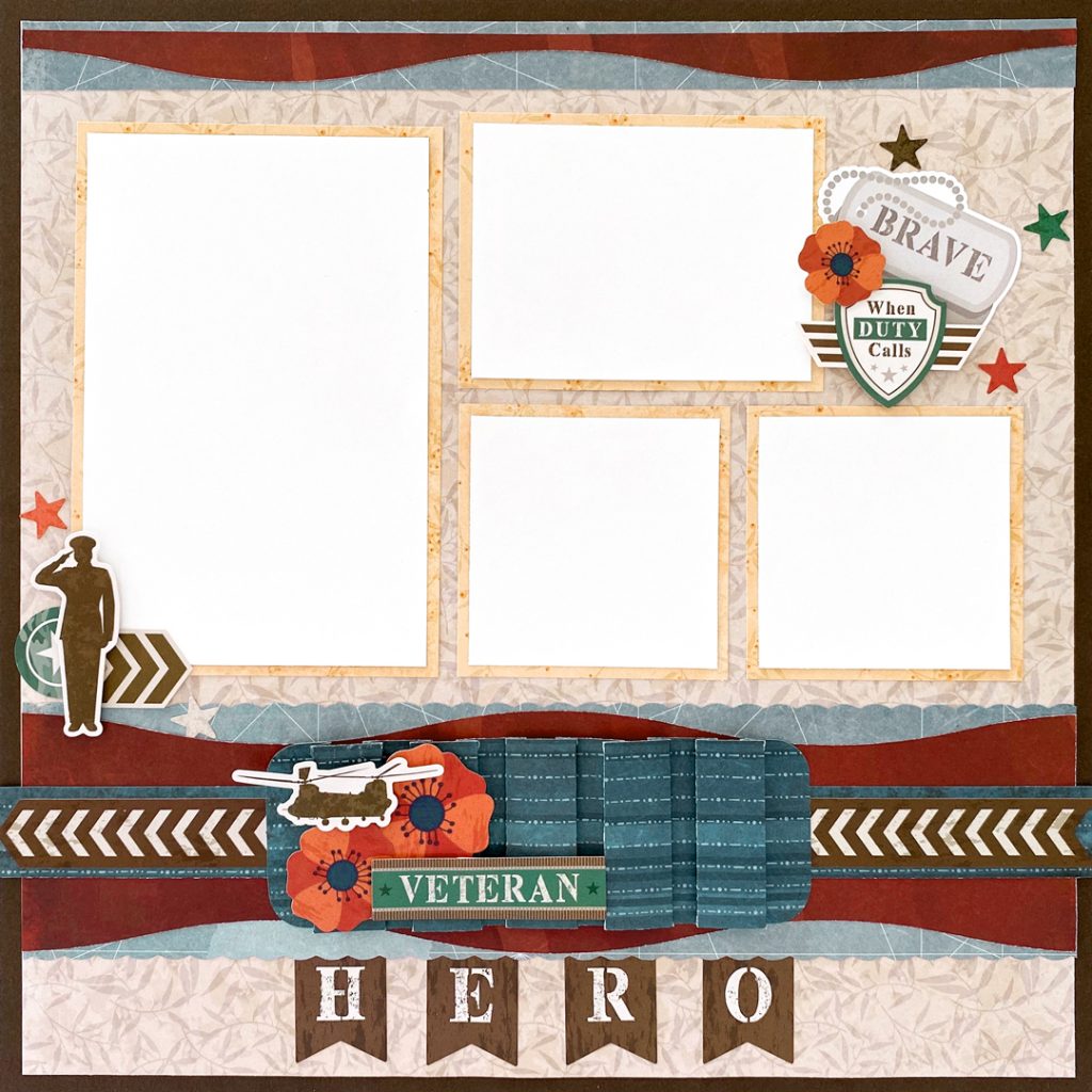 Anzac Day inspired scrapbooking layout.