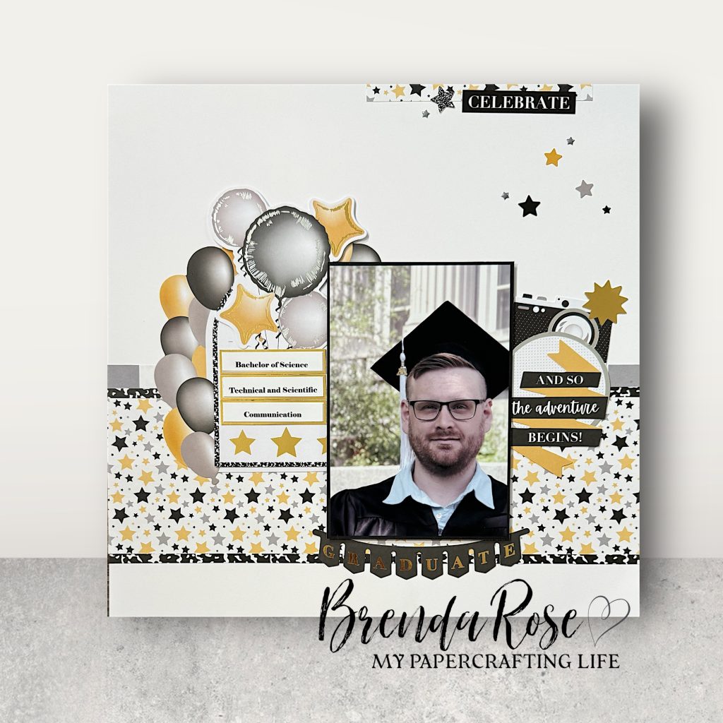 Graduation scrapbook layout by Brenda Rose.