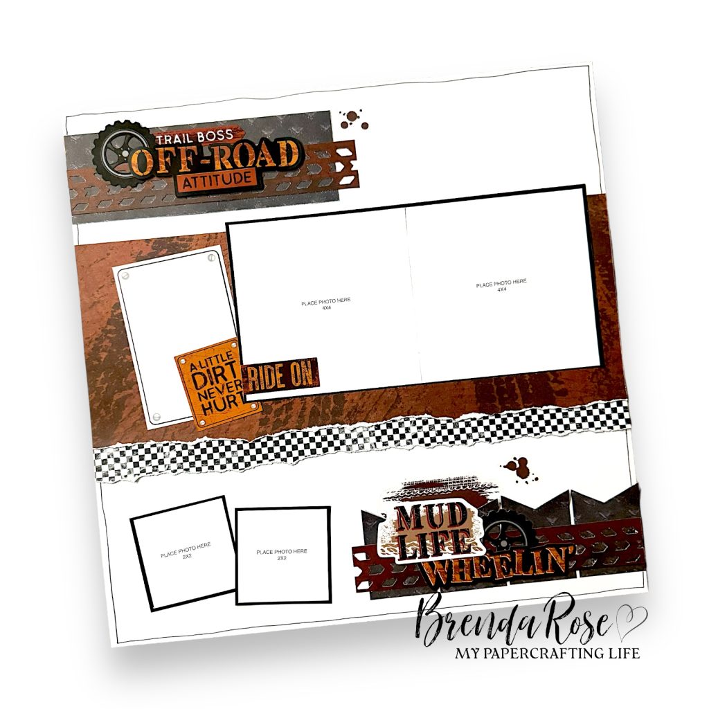 Motorsports themed scrapbook layout by Brenda Rose.