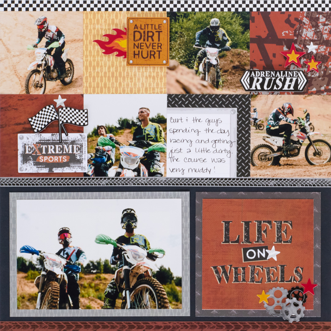 Motorsports themed layout.