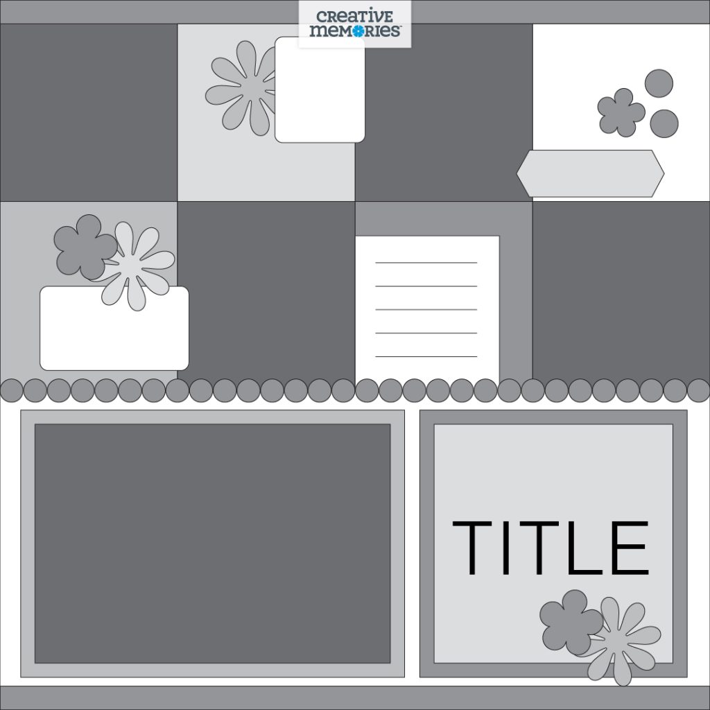 One-page gray tonal scrapbooking sketch.