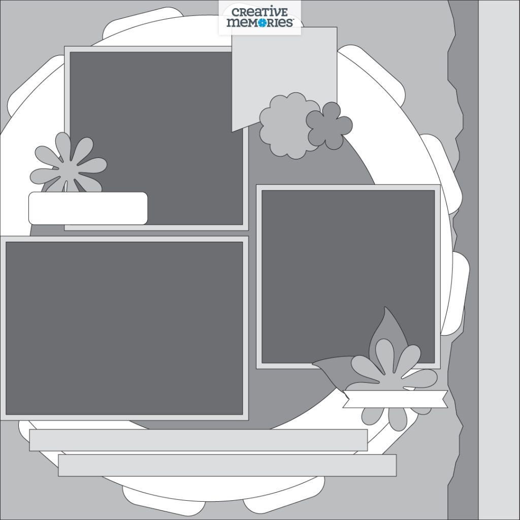 One-page gray tonal scrapbooking sketch.