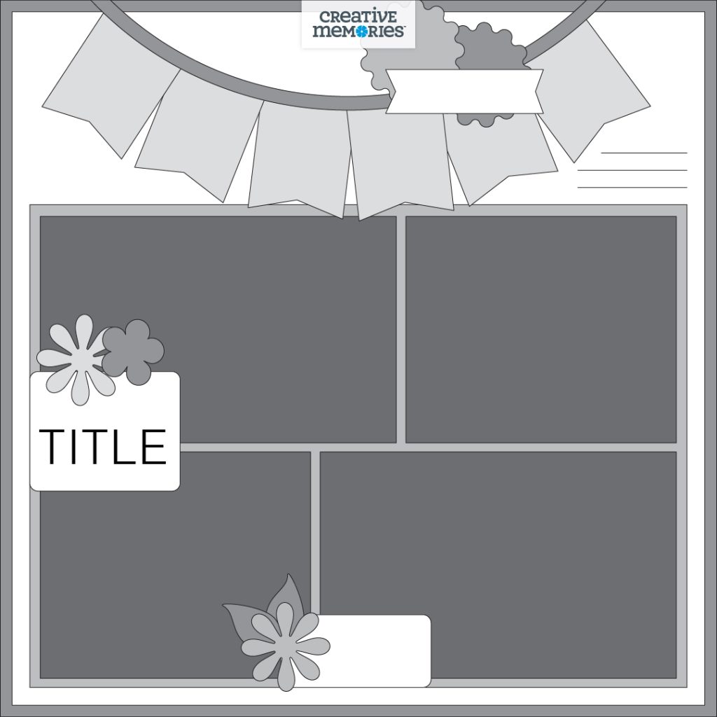 One-page gray tonal scrapbooking sketch.