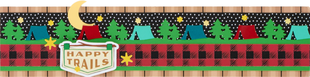 Tent cutout nature-themed scrapbooking border.