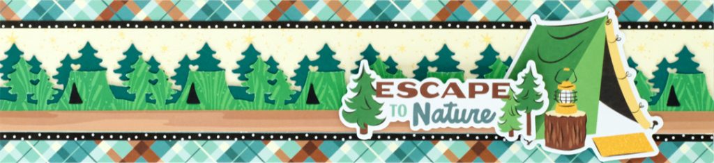 Tent cutout nature-themed scrapbooking border.