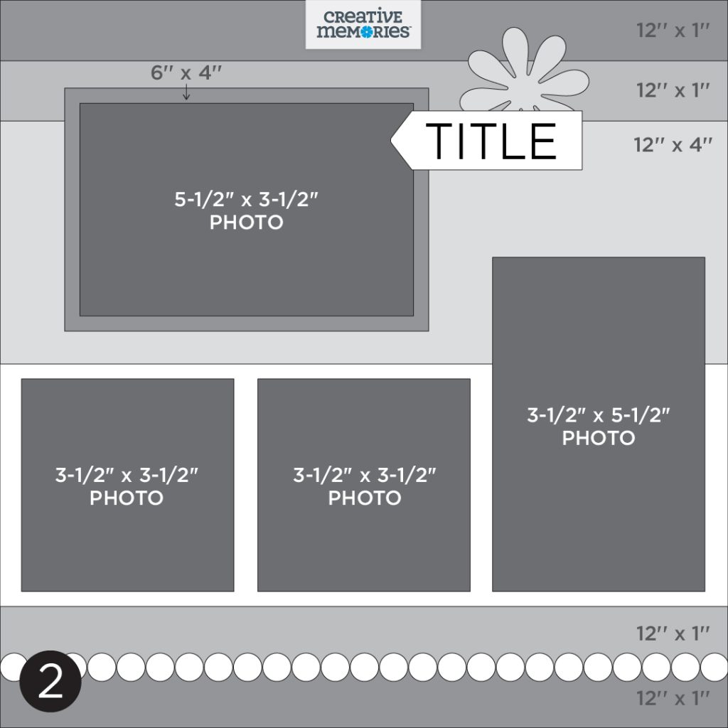 Gray tonal one-page scrapbooking sketch.